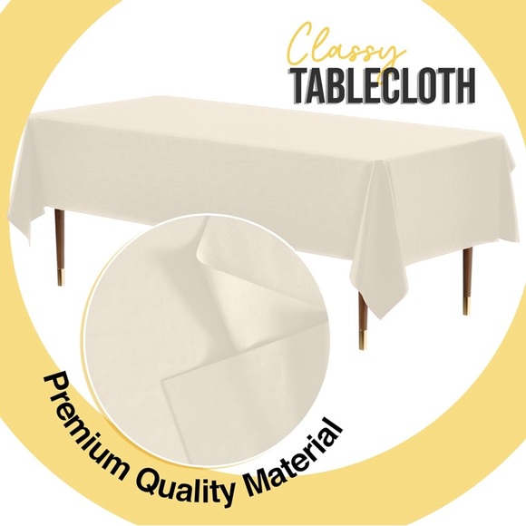 Plastic Table Cover for Dining - Ivory Color - Picture 2 of 5